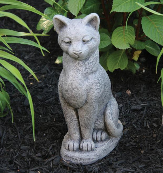 Sitting Cat Garden Statue Cement Stone Massarelli Statuary Sculptures